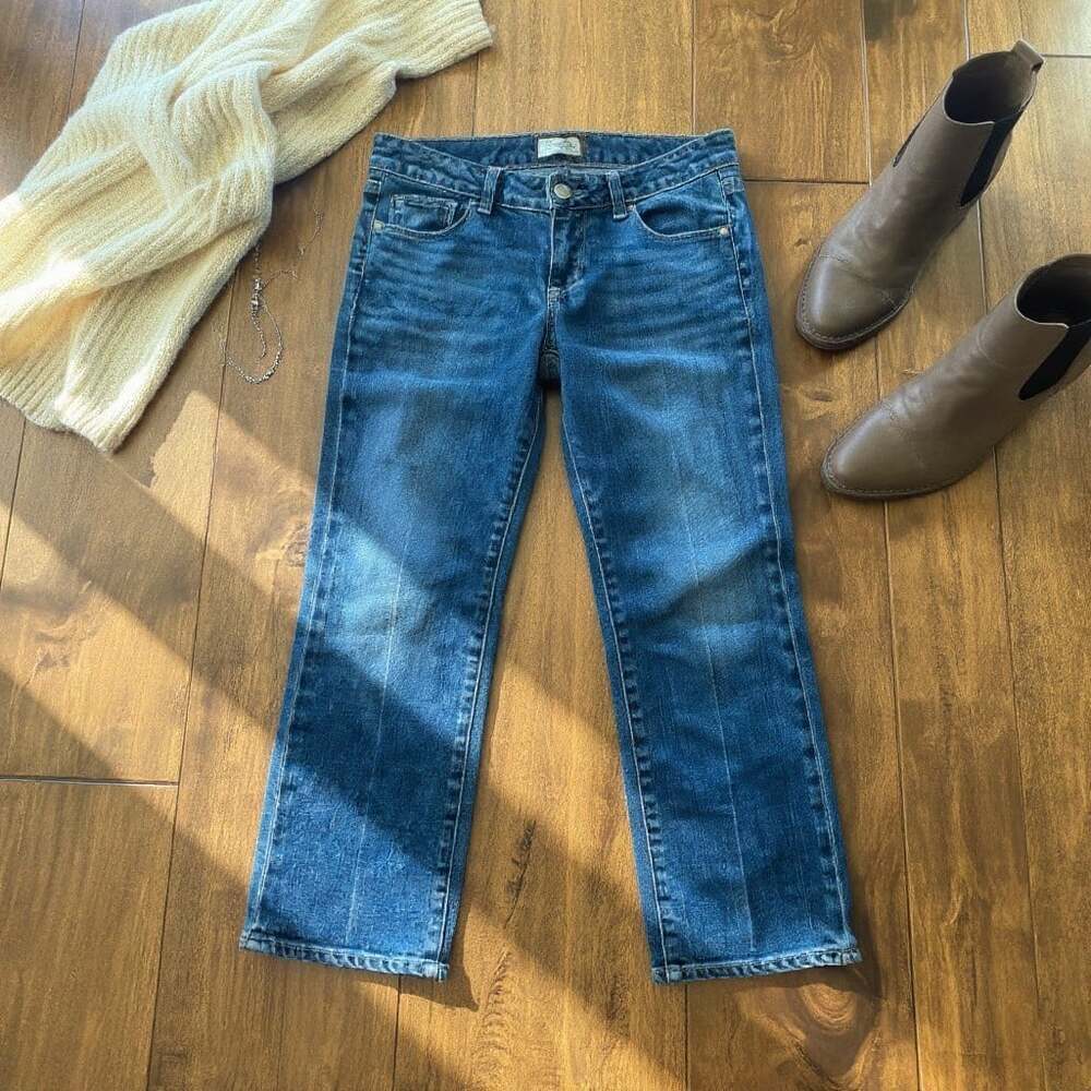 Vintage Paige Premium Denim Laurel Canyon Crop Jeans 27 Medium Wash Low Rise USA